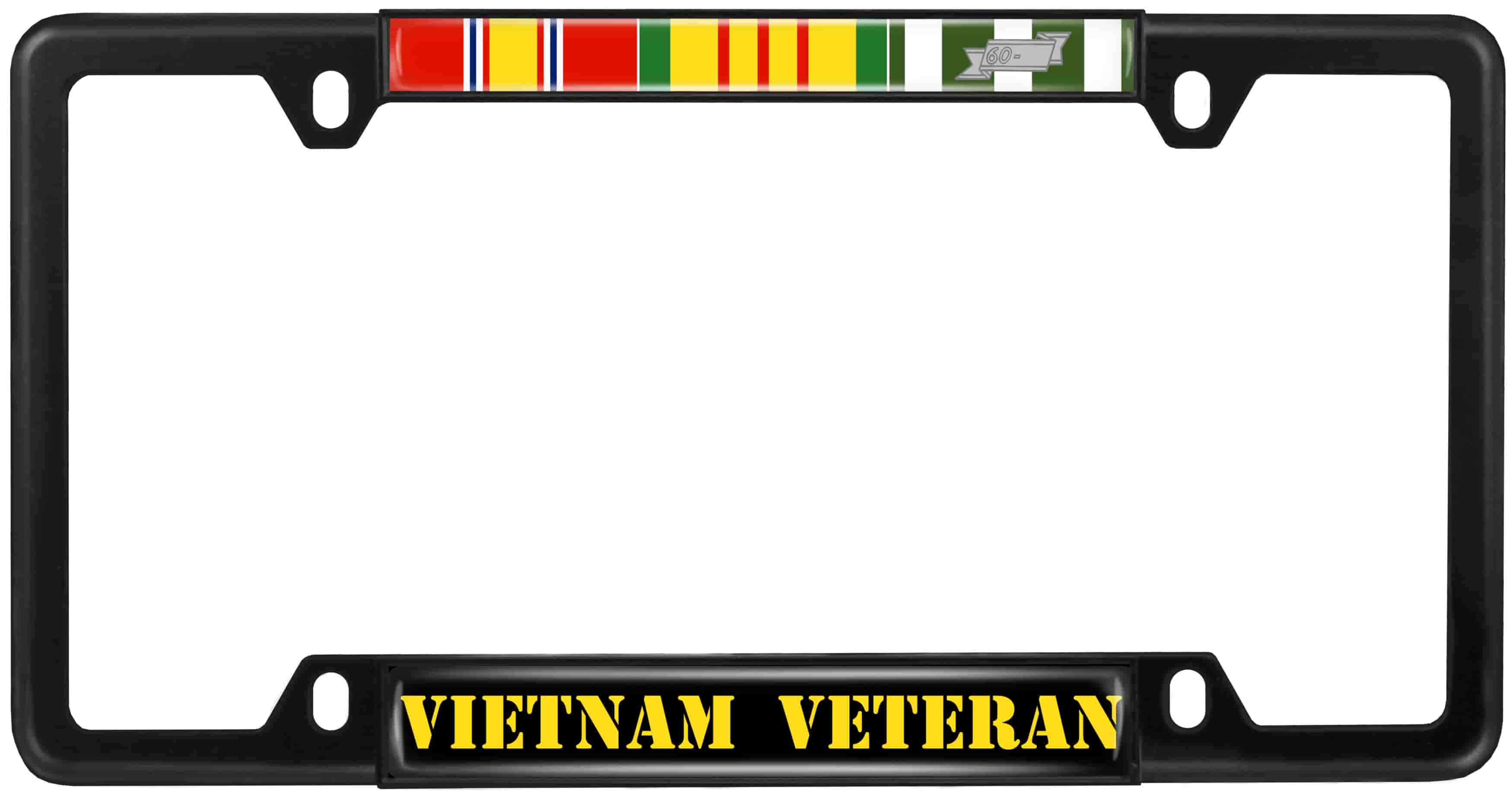Vietnam Veteran 3 Service Ribbons - Car Metal License Plate Frame